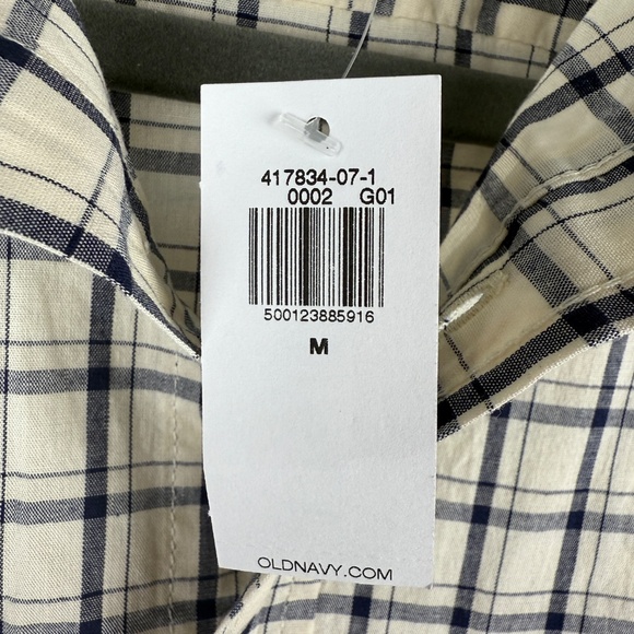Old Navy Everyday Shirt NWT Mens Size M Blue/cream Plaid Long Sleeve - Picture 4 of 16